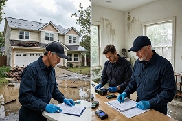 Property restoration inspection in progress